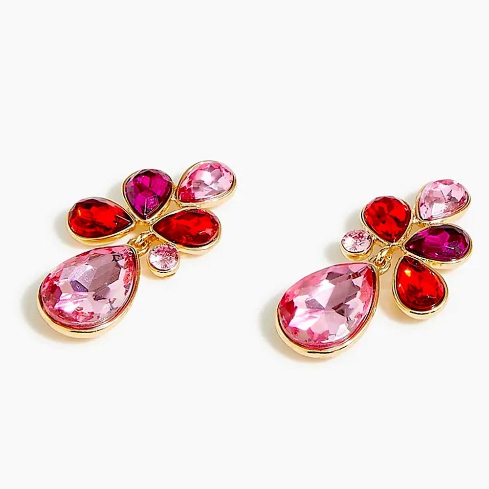 J. Crew Crystal Petal Statement Drop Earrings New